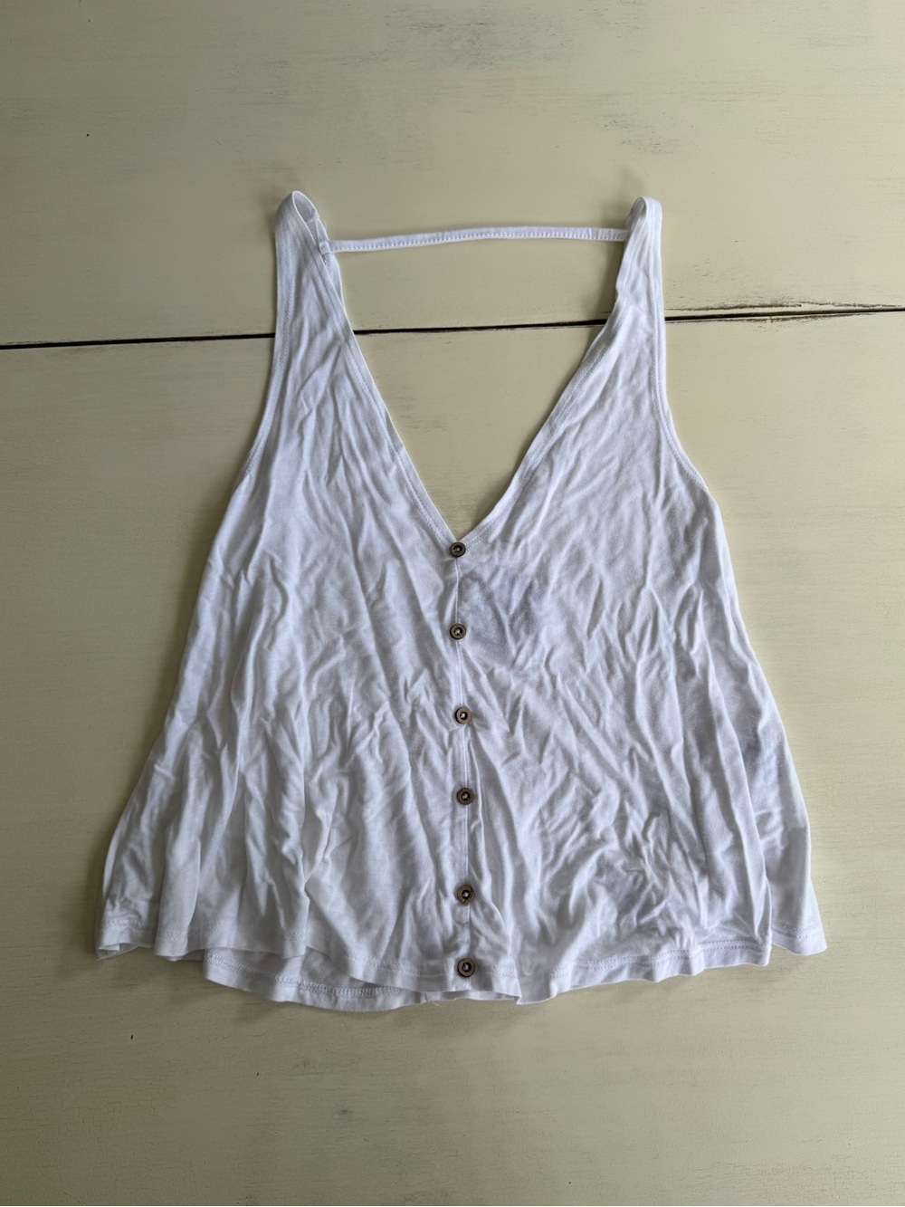 Angie White Button-Front V-Neck Camisole